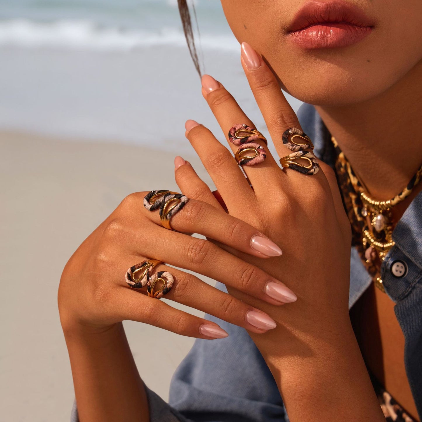 Leopard Series Stainless Steel Open Mouth Ring