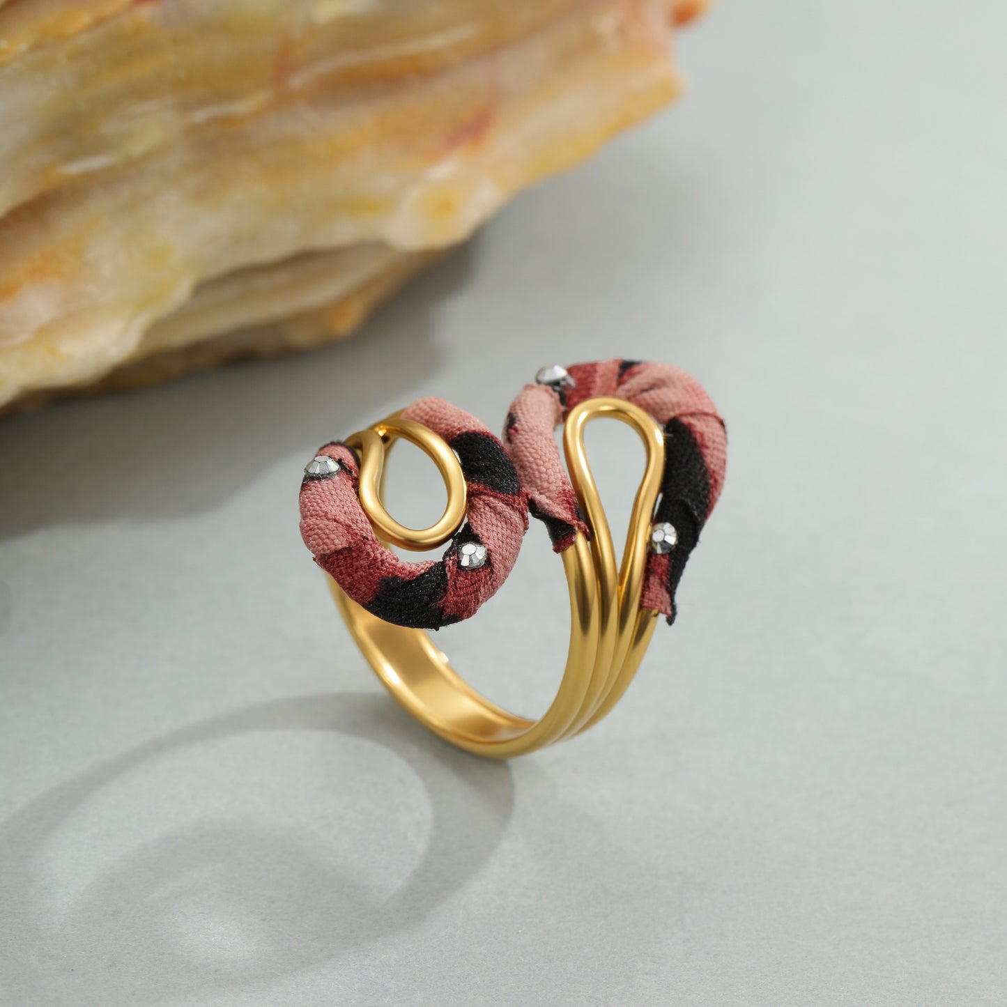 Leopard Series Stainless Steel Open Mouth Ring