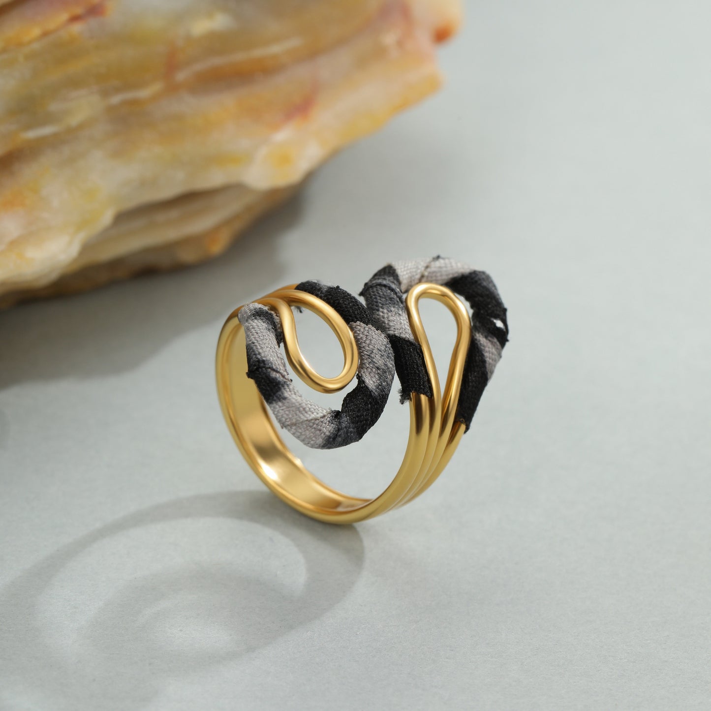 Leopard Series Stainless Steel Open Mouth Ring