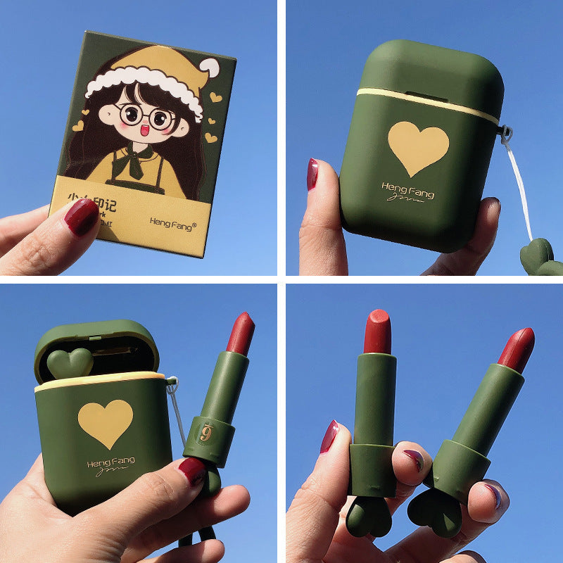 Double Tube Velvet Lipstick Matte Matte Earphone Storage Box Portable