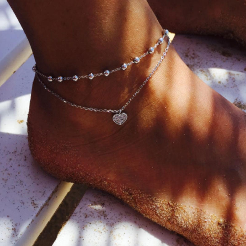 Fashion Love Double-circle Anklet Women