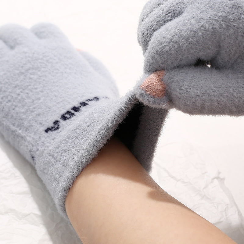 Knitted Gloves Touchscreen Winter Cute Panda Warm Goves For Cycling Women