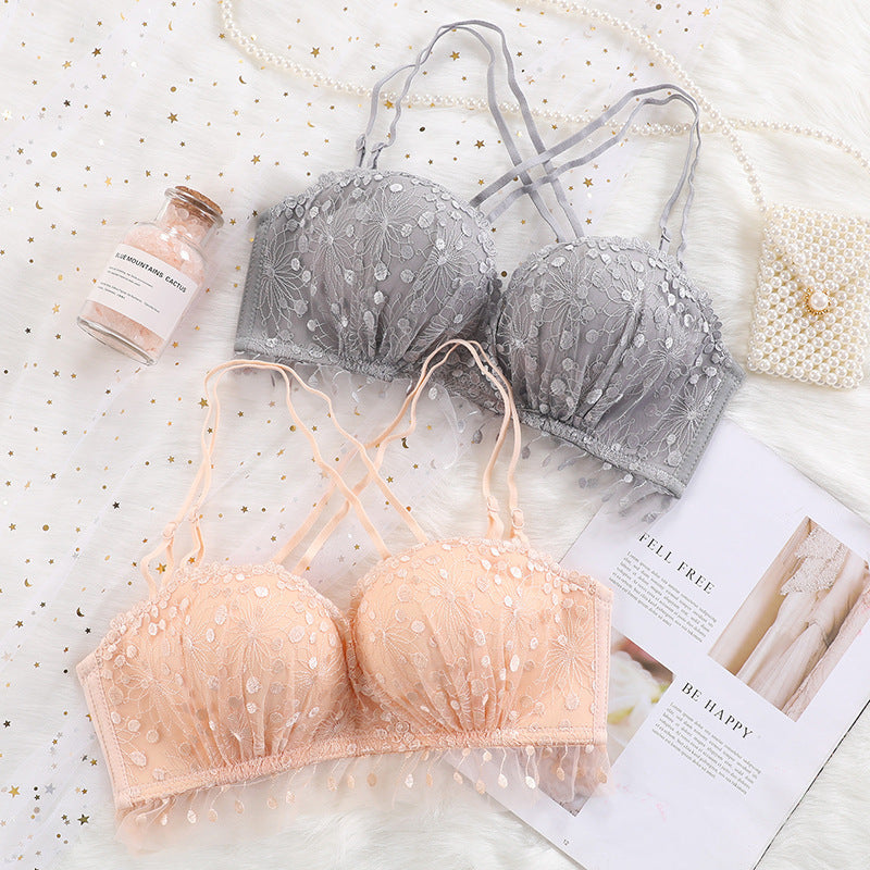 Lace floral palm cup beauty back bra