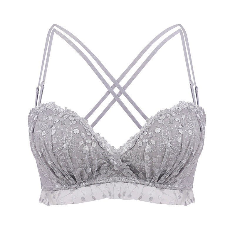 Lace floral palm cup beauty back bra