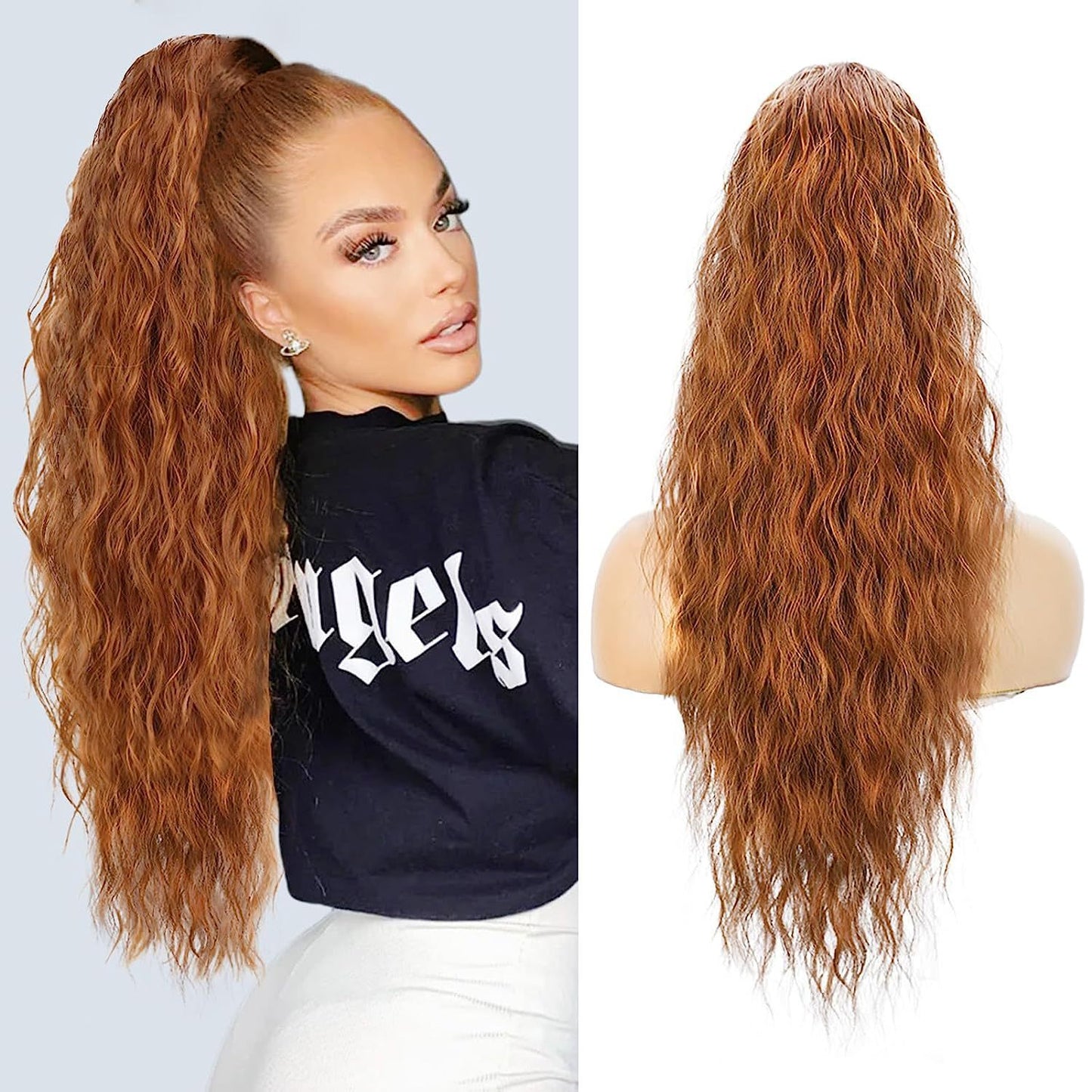 Ponytail Wig Small Curls Long Curly Hair Curl Ponytail Wig For Women