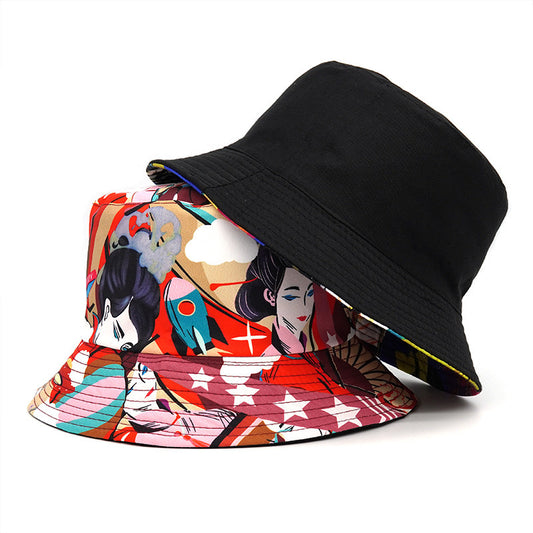 Antique Style Dancing Girl Printed Pattern New Fisherman Hat Female Spring And Summer New Sun Hat Tide Outdoor Leisure Travel Decoration