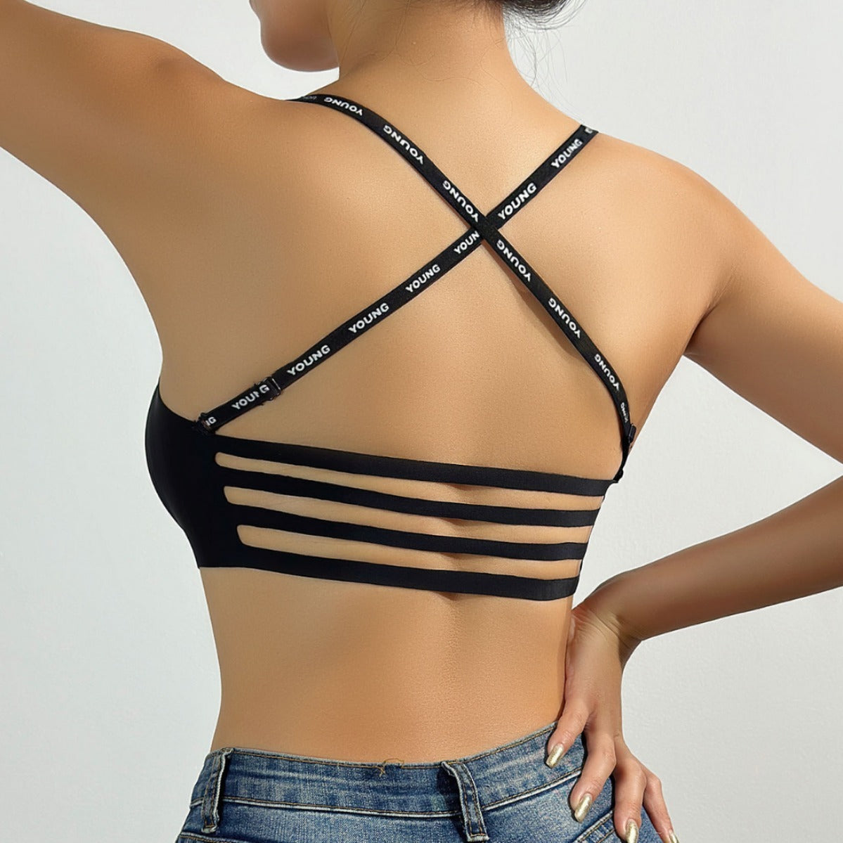 Cross Spaghetti Straps Sexy Beauty Back Bra